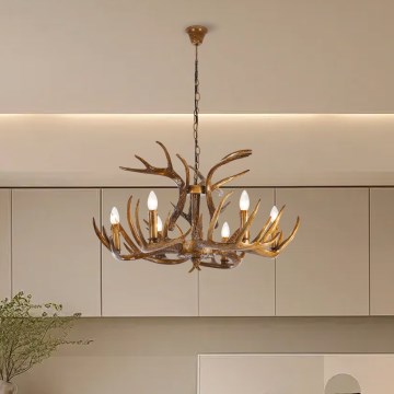BRILAGI - Kædeophængt lysekrone DEER 6xE14/10W/230V Ø 80 cm med hjortegevir