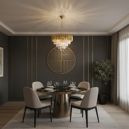 Brilagi - Kædeophængt lysekrone ECLIPSE 7xE14/10W/230V Ø 48 cm, guld