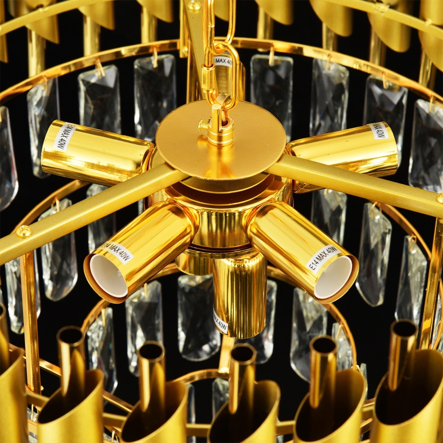 Brilagi - Kædeophængt lysekrone ECLIPSE 7xE14/10W/230V Ø 48 cm, guld