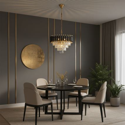 Brilagi - Kædeophængt lysekrone ECLIPSE 7xE14/10W/230V Ø 48 cm sort/guld