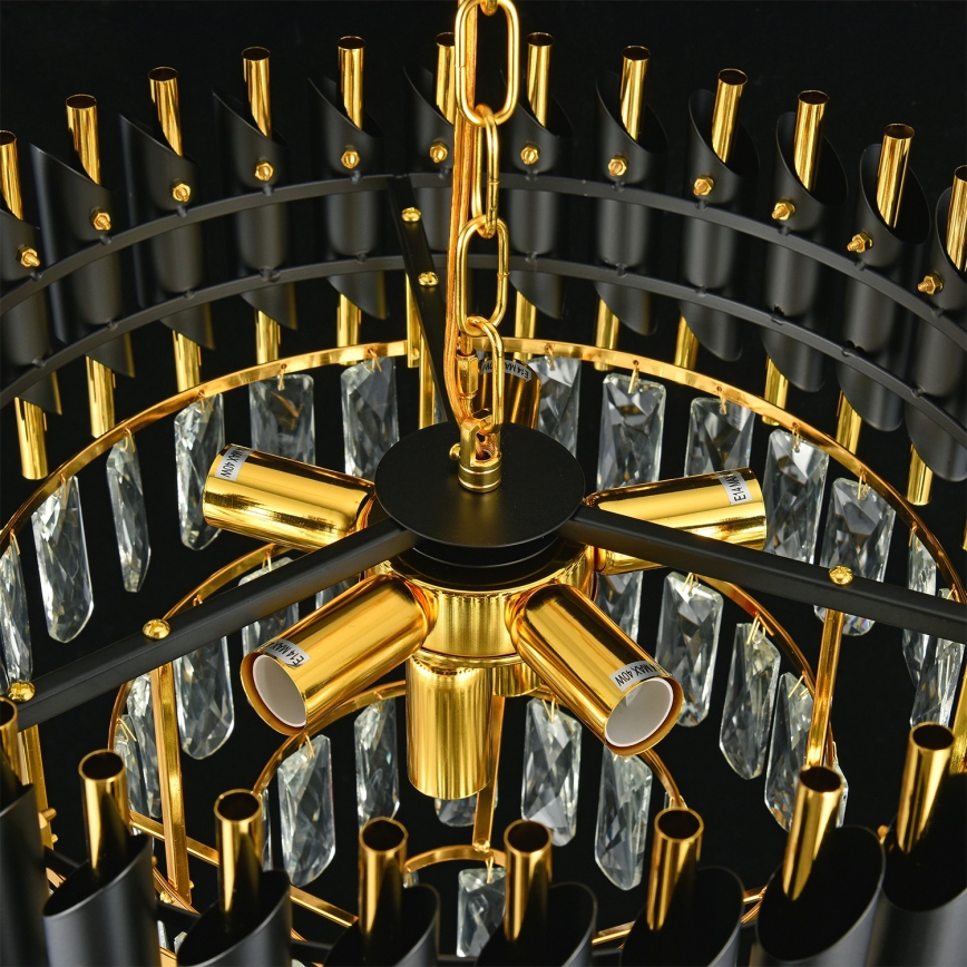 Brilagi - Kædeophængt lysekrone ECLIPSE 7xE14/10W/230V Ø 48 cm sort/guld