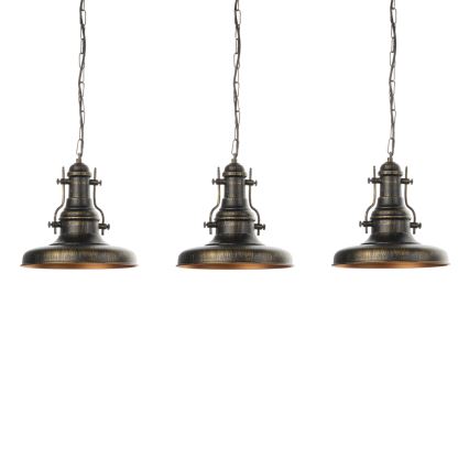 Brilagi - Kædeophængt lysekrone PYRONIC 3xE27/40W/230V bronze/patina
