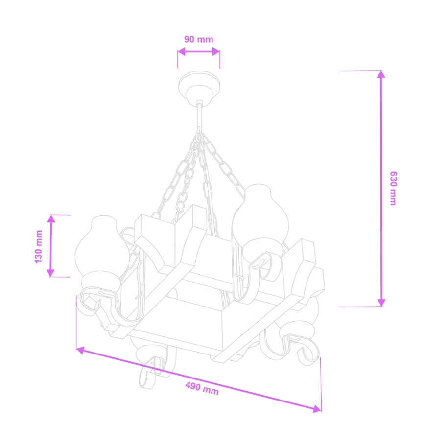 Brilagi - Kædeophængt lysekrone QUEEN 4xE14/40W/230V bøg/creme