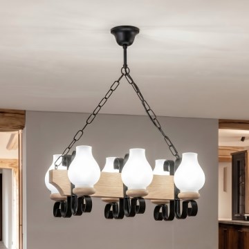 Brilagi - Kædeophængt lysekrone QUEEN 6xE14/40W/230V eg