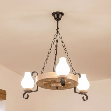Brilagi - Kædeophængt lysekrone ROATA 3xE14/40W/230V eg