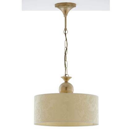 Brilagi - Kædeophængt lysekrone SAPHIRE 1xE27/15W/230V creme/guld/patina