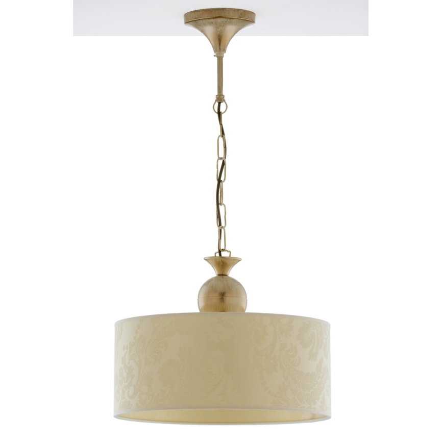 Brilagi - Kædeophængt lysekrone SAPHIRE 1xE27/15W/230V creme/guld/patina