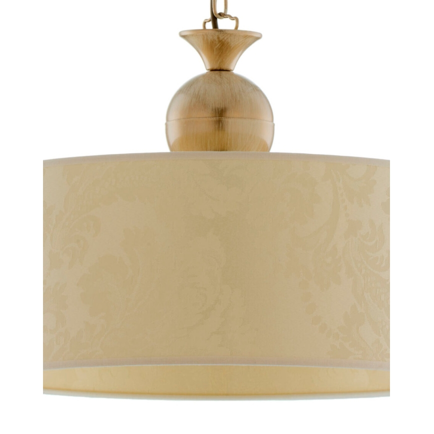 Brilagi - Kædeophængt lysekrone SAPHIRE 1xE27/15W/230V creme/guld/patina