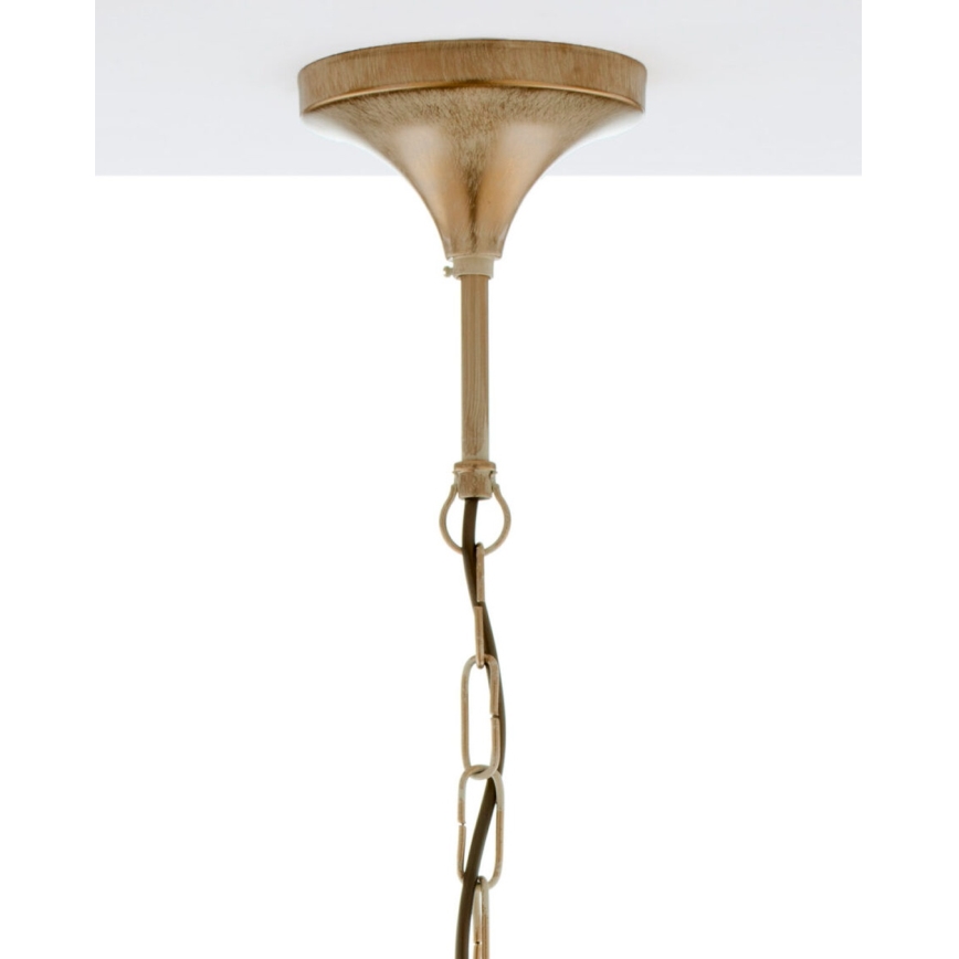 Brilagi - Kædeophængt lysekrone SAPHIRE 1xE27/15W/230V creme/guld/patina