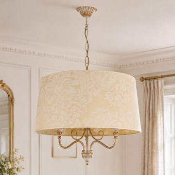 Brilagi - Kædeophængt lysekrone SONIA 3xE27/15W/230V Ø 56 cm creme/patina