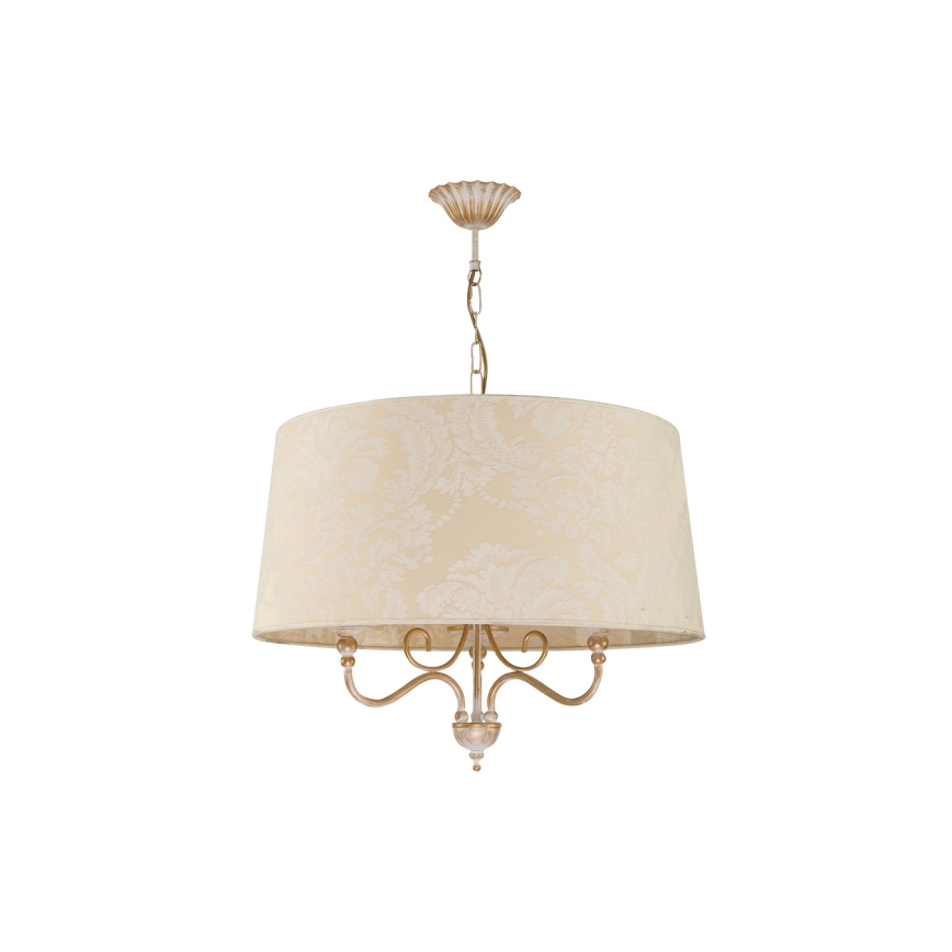 Brilagi - Kædeophængt lysekrone SONIA 3xE27/15W/230V Ø 56 cm creme/patina