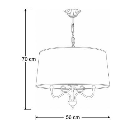 Brilagi - Kædeophængt lysekrone SONIA 3xE27/15W/230V Ø 56 cm creme/patina