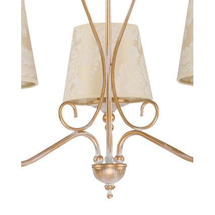 Brilagi - Kædeophængt lysekrone SONIA 3xE27/15W/230V Ø 64 cm cremefarvet/patina