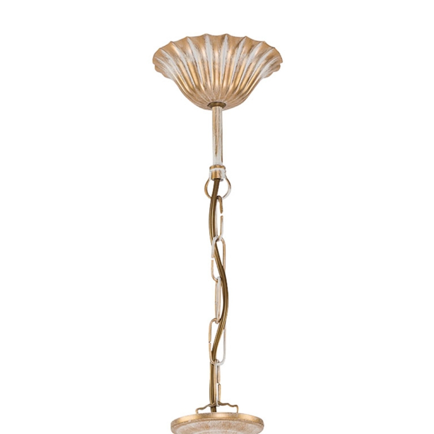 Brilagi - Kædeophængt lysekrone SONIA 3xE27/15W/230V Ø 64 cm cremefarvet/patina