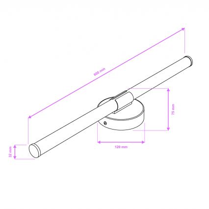 Brilagi - LARA LED-spejlbelysning til badeværelset LED/10W/230V 60 cm IP44 sort