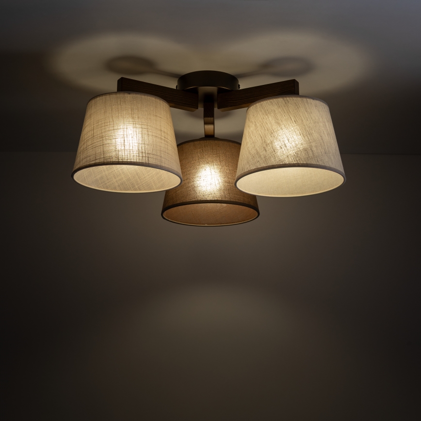 Brilagi - LATTE overflademonteret loftlampe 3xE27/60W/230V, fyrretræ/mix