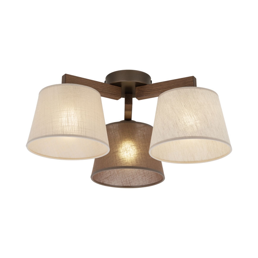 Brilagi - LATTE overflademonteret loftlampe 3xE27/60W/230V, fyrretræ/mix