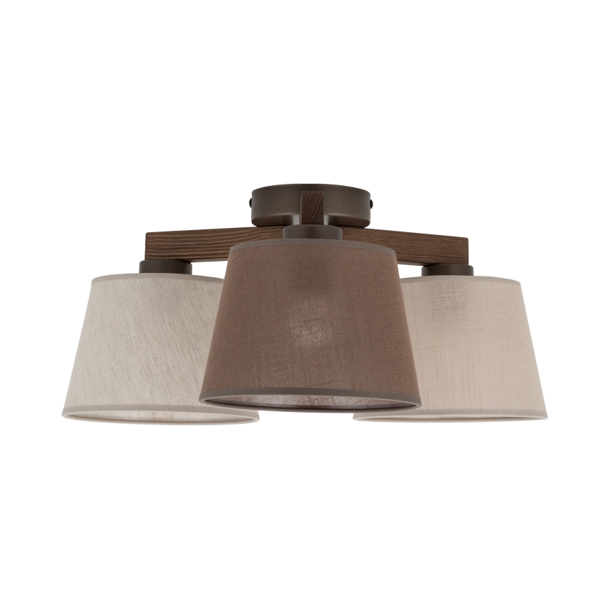 Brilagi - LATTE overflademonteret loftlampe 3xE27/60W/230V, fyrretræ/mix