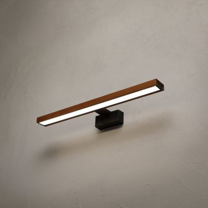 Brilagi - LED-belysning til badeværelsesspejl 3-i-1 WOODY MIRROR LED/12W/230V 60 cm IP44 sort/kirsebær-eg