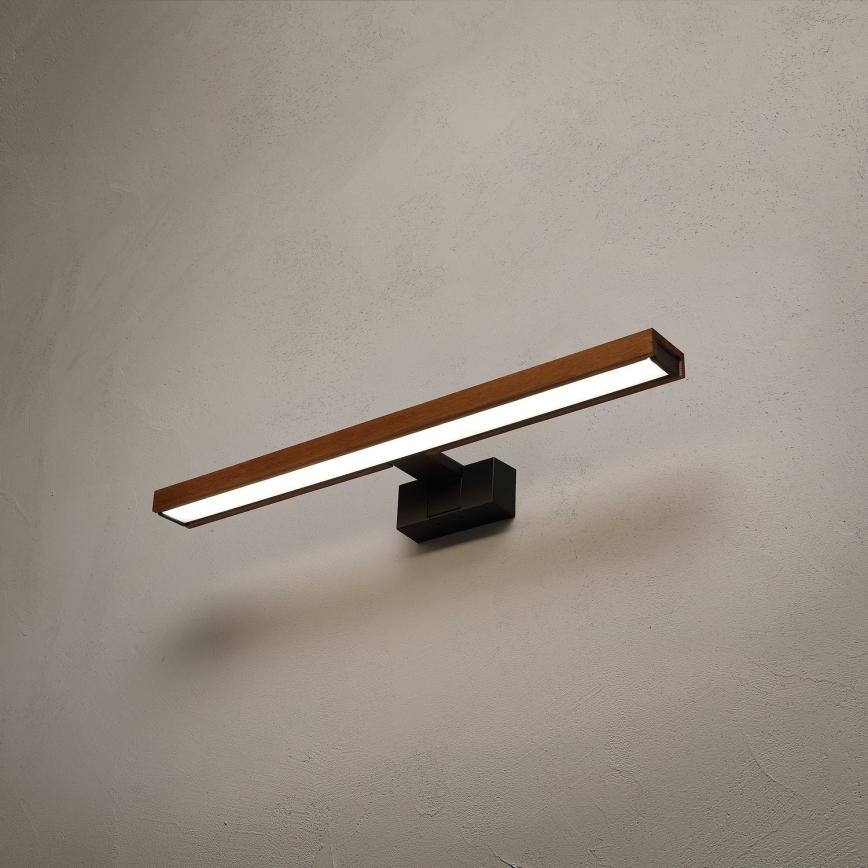 Brilagi - LED-belysning til badeværelsesspejl 3-i-1 WOODY MIRROR LED/12W/230V 60 cm IP44 sort/kirsebær-eg