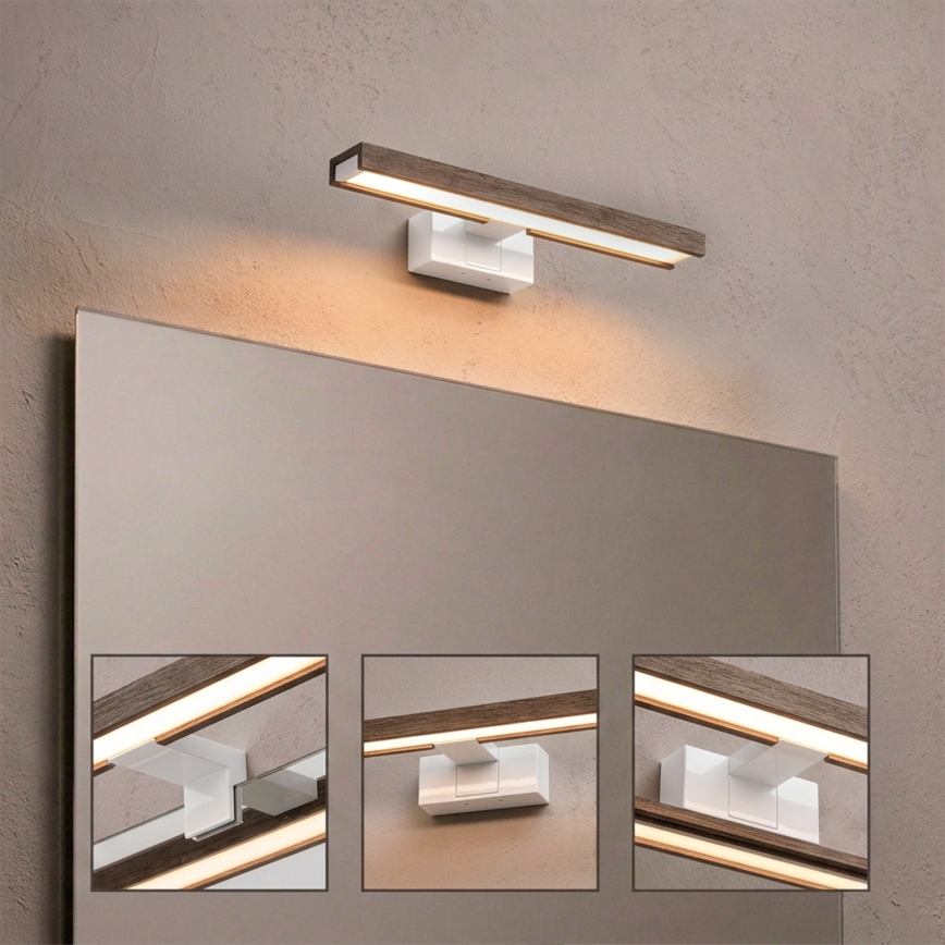 Brilagi - LED-belysning til badeværelsesspejl 3-i-1 WOODY MIRROR LED/8W/230V 40 cm IP44 hvid/eg