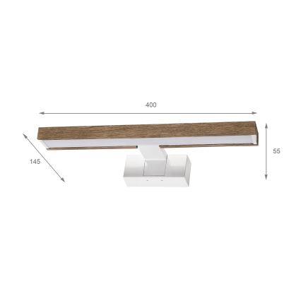 Brilagi - LED-belysning til badeværelsesspejl 3-i-1 WOODY MIRROR LED/8W/230V 40 cm IP44 hvid/eg