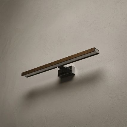 Brilagi - LED badeværelses-spejlbelysning 3-i-1 WOODY MIRROR LED/12W/230V 60 cm IP44 blank krom/eg/valnød