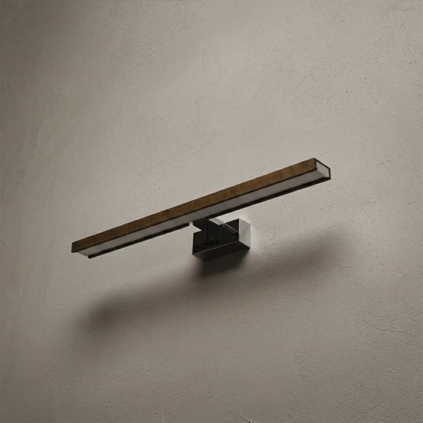 Brilagi - LED badeværelses-spejlbelysning 3-i-1 WOODY MIRROR LED/12W/230V 60 cm IP44 blank krom/eg/valnød