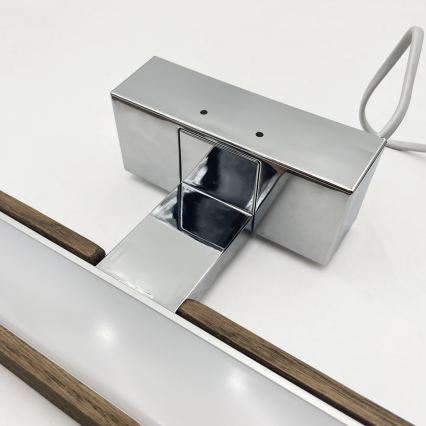 Brilagi - LED badeværelses-spejlbelysning 3-i-1 WOODY MIRROR LED/12W/230V 60 cm IP44 blank krom/eg/valnød
