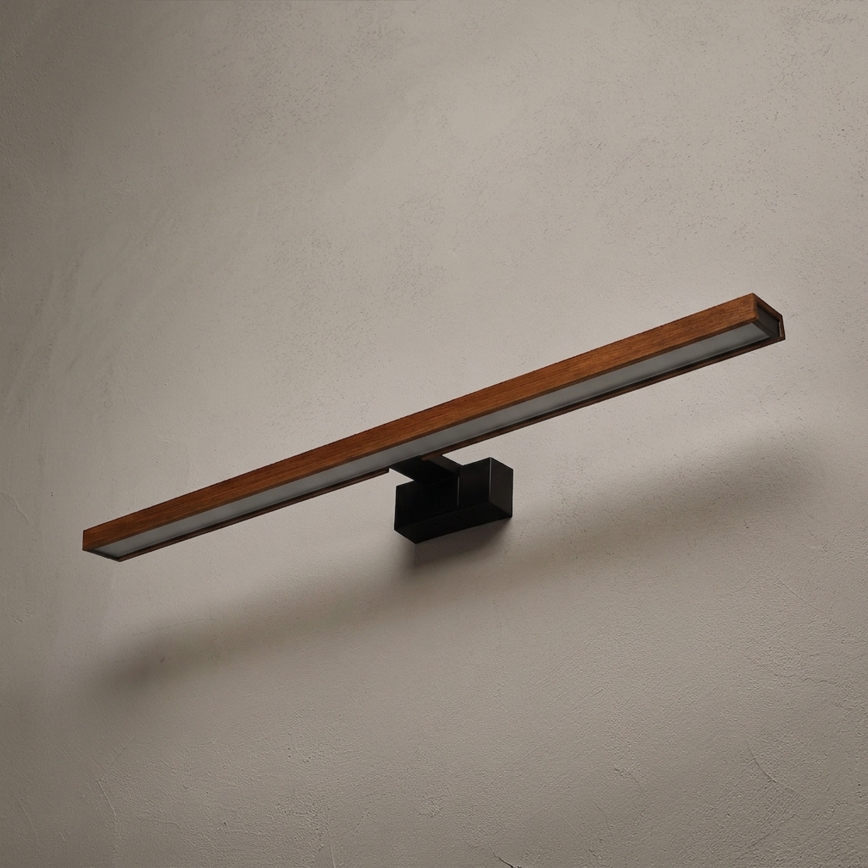 Brilagi - 3-i-1 LED-belysning til badeværelsesspejl WOODY MIRROR LED/15W/230V 80 cm IP44 sort/eg-kirsebær