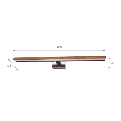 BRILAGI - LED belysning til badeværelsesspejl 3-i-1 WOODY MIRROR LED/15W/230V 80 cm IP44 blank krom/kirsebær-eg