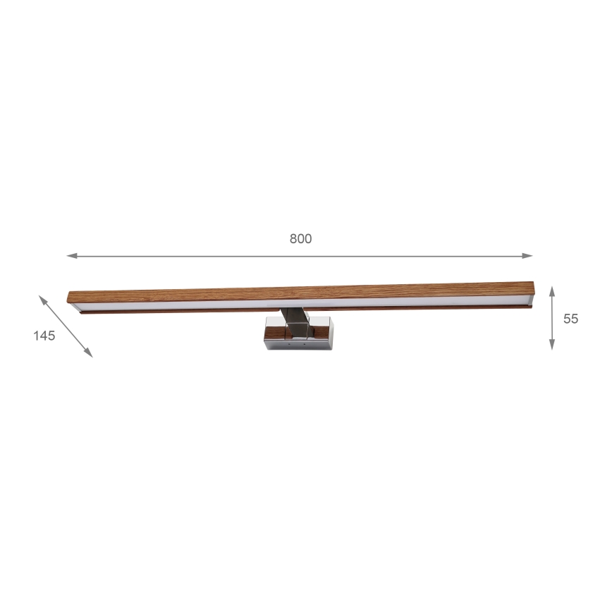BRILAGI - LED belysning til badeværelsesspejl 3-i-1 WOODY MIRROR LED/15W/230V 80 cm IP44 blank krom/kirsebær-eg
