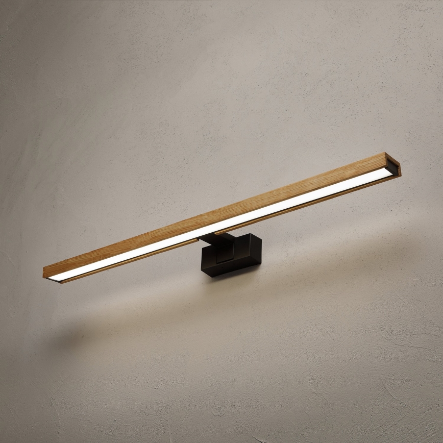 Brilagi - LED-belysning til badeværelsesspejl 3 i 1 WOODY MIRROR LED/15W/230V 80 cm IP44 sort/eg