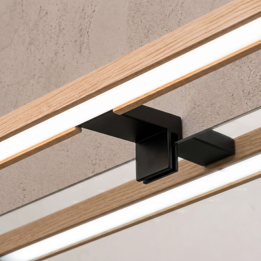 Brilagi - LED-belysning til badeværelsesspejl 3 i 1 WOODY MIRROR LED/15W/230V 80 cm IP44 sort/eg