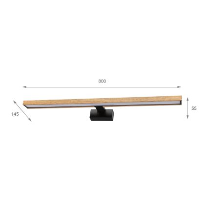 Brilagi - LED-belysning til badeværelsesspejl 3 i 1 WOODY MIRROR LED/15W/230V 80 cm IP44 sort/eg