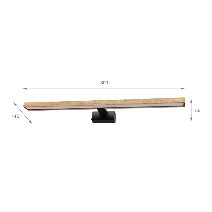 Brilagi - LED-belysning til badeværelsesspejl 3 i 1 WOODY MIRROR LED/15W/230V 80 cm IP44 sort/eg