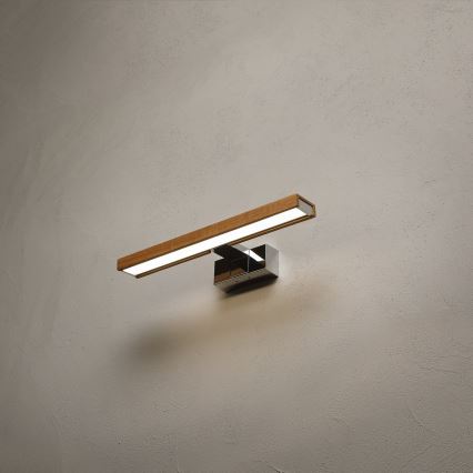Brilagi - LED-belysning til badeværelsesspejl 3-i-1 WOODY MIRROR LED/8W/230V 40 cm IP44 blank krom/eg
