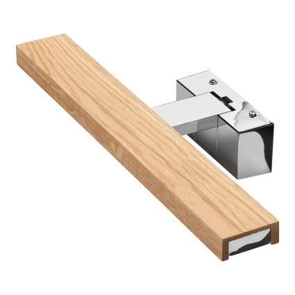 Brilagi - LED-belysning til badeværelsesspejl 3-i-1 WOODY MIRROR LED/8W/230V 40 cm IP44 blank krom/eg