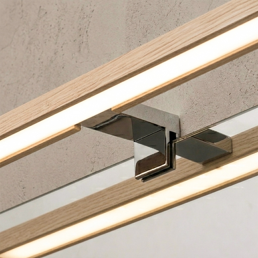 Brilagi - LED-belysning til badeværelsesspejl 3-i-1 WOODY MIRROR LED/8W/230V 40 cm IP44 blank krom/eg