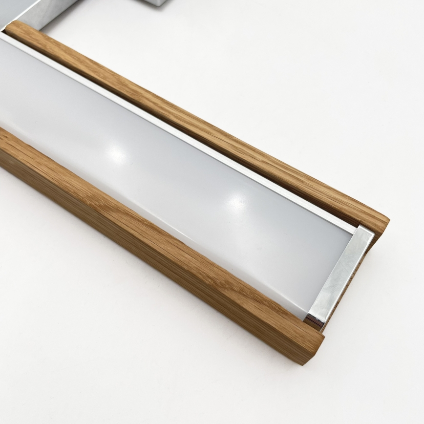 Brilagi - LED-belysning til badeværelsesspejl 3-i-1 WOODY MIRROR LED/8W/230V 40 cm IP44 blank krom/eg