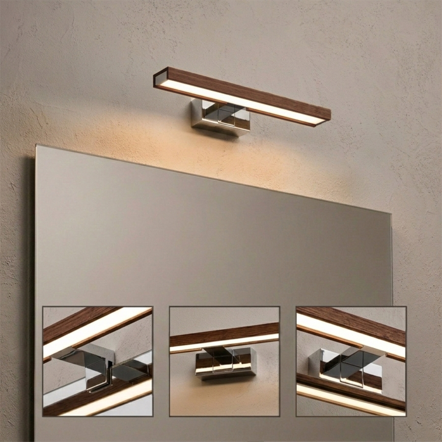 Brilagi - LED badeværelsesspejlbelysning 3-i-1 WOODY MIRROR LED/8W/230V 40 cm IP44 blank krom/eg/kirsebær