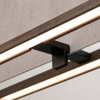 Brilagi - LED badeværelsesspejlbelysning 3 i 1 WOODY MIRROR LED/8W/230V 40 cm IP44 sort/eg valnød