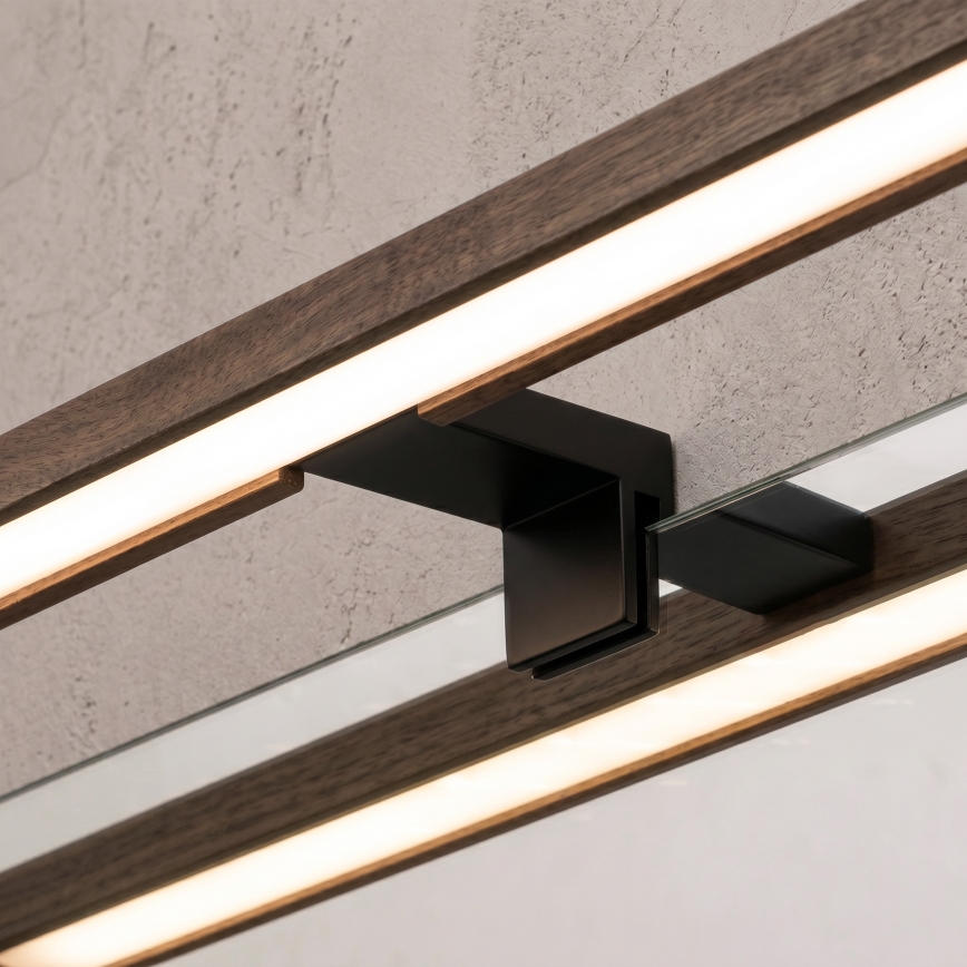Brilagi - LED badeværelsesspejlbelysning 3 i 1 WOODY MIRROR LED/8W/230V 40 cm IP44 sort/eg valnød