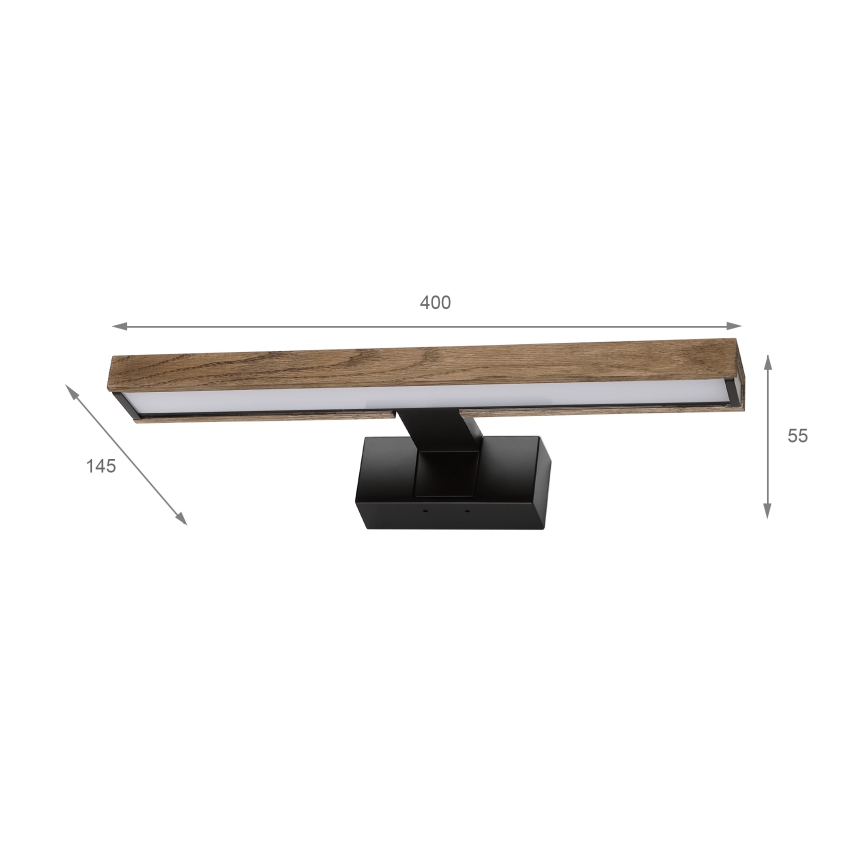 Brilagi - LED badeværelsesspejlbelysning 3 i 1 WOODY MIRROR LED/8W/230V 40 cm IP44 sort/eg valnød