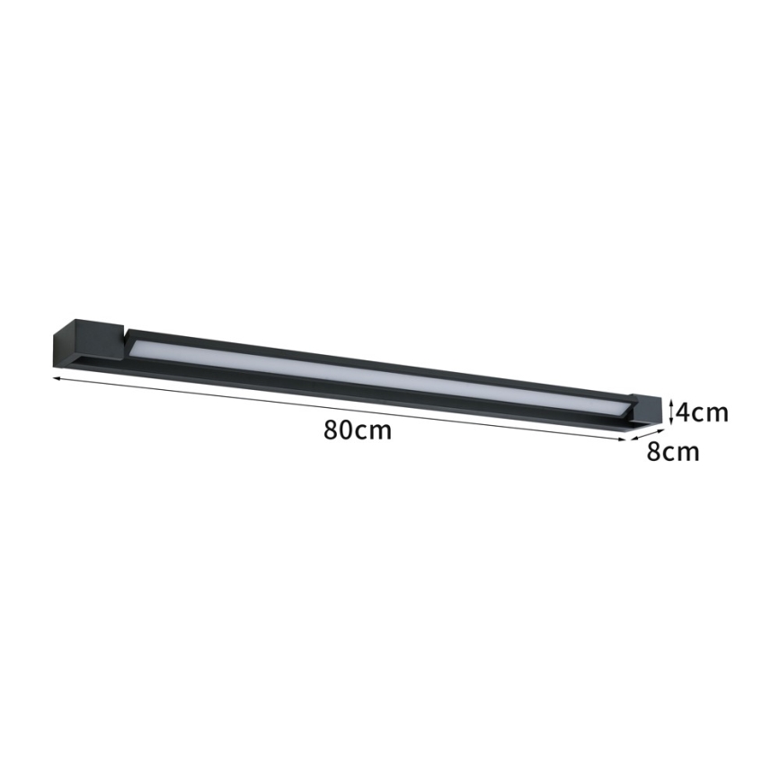 BRILAGI - AQUA LINE LED-spejlbelysning til badeværelset, 20W/230V, 80 cm, IP44, sort, CRI 90