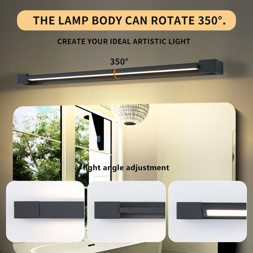 Brilagi - LED badeværelses-spejlbelysning AQUA LINE LED/24W/230V 90 cm IP44 sort CRI 90