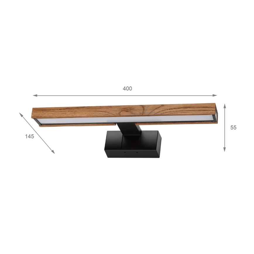 Brilagi - LED-spejlbelysning til badeværelse WOODY MIRROR 3-i-1 LED/8W/230V 40 cm IP44 sort/eg