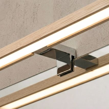 Brilagi - LED-spejlbelysning 3-i-1 WOODY MIRROR LED/12W/230V 60 cm IP44 blank krom/eg