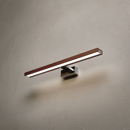 Brilagi - LED spejlbelysning til badeværelse 3-i-1 WOODY MIRROR LED/12W/230V 60 cm IP44 blank krom/eg kirsebær