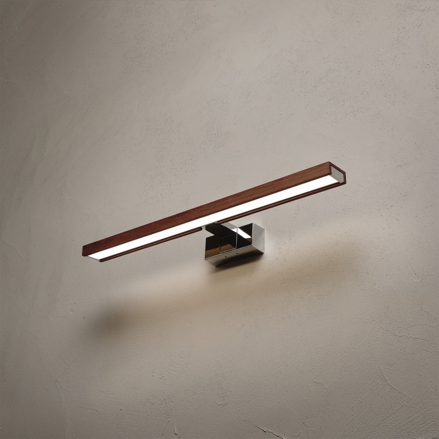 Brilagi - LED spejlbelysning til badeværelse 3-i-1 WOODY MIRROR LED/12W/230V 60 cm IP44 blank krom/eg kirsebær